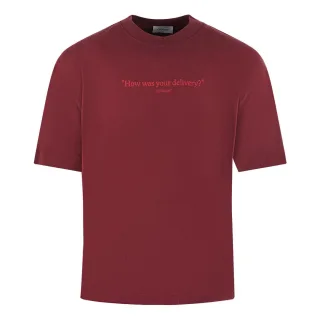 Off-White Skate Fit How Was Your Delivery Logo Dunkelrot T-Shirt