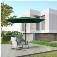 Sekey Sonnenschirm Rechteckig 3x2 m Sonnenschirm Aluminium Marktschirm mit Kurbel, Gartenschirm Groß, mit/ohne LED-Lichtern, 30° knickbar, für Garten