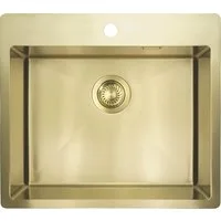 Deante Edelstahlspüle Einbauspülbecken Goldfarben eckig 55 cm Edelstahl mit Siphon, 50.5/55 cm, (Komplett-Set)