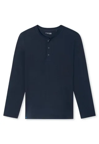 SCHIESSER - Langarmshirt Knopfleiste nachtblau - Gr. - 54