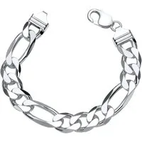 JEWLIX Silberarmband 925 Silber Figaroarmband Silber 13mm Länge wählbar FA0130 Länge: 19cm