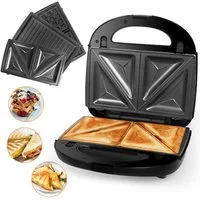 OZAVO 3-in-1-Sandwichmaker Sandwichtoaster, Waffeleisen,Kontaktgrill 23*23cm, 750 W, Antihaftbeschichtete abnehmbare Platten