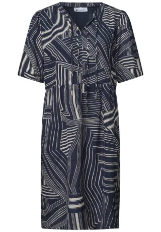Street One - Gemustertes Midi-Kleid blau - Gr. - 34