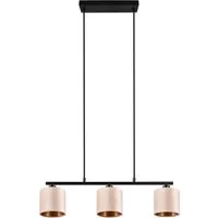 OTTO home Pendelleuchte Jerrett, Hängeleuchte 3-flammig mit Samtschirm beige / innen gold IP20, Leuchtmittel wechselbar, warmweiß - kaltweiß, Hängelampe Esszimmer höhenverstellbar bis 150 cm, exkl Leuchtmittel