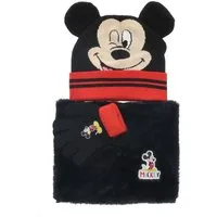 Disney Bommelmütze Mickey Mouse Mütze Set mit Schal & Handschuhen schwarz