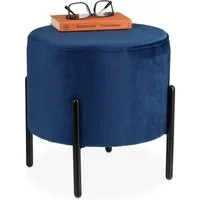 relaxdays Polsterhocker Blauer Samthocker