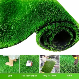 Premium Quality UV Resistant Artificial Grass Mat 15mm Thick Fire Retardant PP+PE Material Easy Clean Cut to Fit Indoor