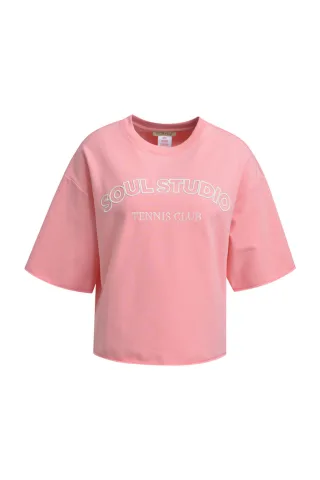 Smith&Soul - Boxy cropped College Sweatshirt Shortsleeve bubblegum - Gr. - XXL