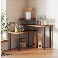 LEMLIT Eckregal Küche mit 3 Ebenen, Verstellbar Küchenregal Arbeitsplatte,Gewürzregal, 1er Set 1-tlg., Stehend Küchenorganizer Regal für Esszimmer Küchen Badezimmer
