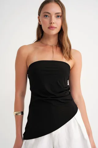Trägerlose Drapierte Bluse