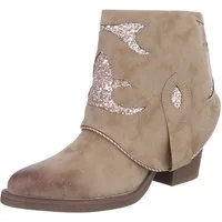 Ital-Design Modische Stiefelette mit Glitzer-Details für Damen Westernstiefelette (90482689) Blockabsatz Stiefeletten in Hellbraun