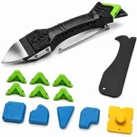 Luckice Multitool 5‑in‑1 Silikonentferner‑Set – Fugenwerkzeug aus Edelstahl, (Set, mit 6 austauschbaren Silikonpads, Schaber und Dichtstoffwerkzeug), Praktisches 5-in-1 Fugenwerkzeug