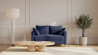BRUNO Schlafsofa 120cm in Blau | Flow | stabiles Massivholz & Boxspringkomfort
