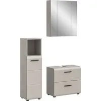 welltime Badmöbel-Set FLORENZ, 3-teilige Badkombination, hochwertige MDF-Front, (Set, 3-St., best. aus: Midischrank hoch, Waschbeckenunterschrank, Spiegelschrank), Bad-Kombination, Bad-Möbel, Badezimmer, Kombination, Kombi