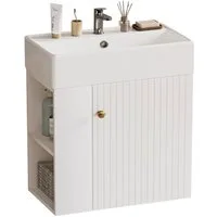 Yorbay Waschtisch Badmöbel Waschtischunterschrank (Breite 55 cm, Badschrank mit Waschbecken), Waschbecken mit Waschtisch für kleine Badezimmer