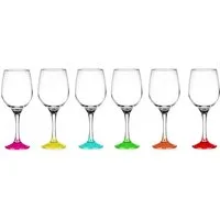 Sendez Weinglas 6 Weingläser 250ml mit bunten Füßen Weißweingläser Rotweingläser, 6-tlg., Glas