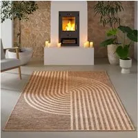 TaraCarpet Teppich TaraCarpet Borneo Talco Outdoor Teppich – Wetterfester Indoor & Outdoo, rechteckig, Höhe: 6 mm, Küche Wohnzimmer Terrasse Garten Balkon beige 80x150
