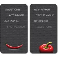 KESPER® Schneide- und Abdeckplatte Herdabdeckplatte: Motiv: Chili, ESG-Sicherheitsglas, (Set, 2 tlg), zum Schneiden und Abdecken