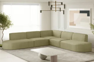 Ecksofa Designersofa PALMA Stoff Scala Kiwi Seite Universal