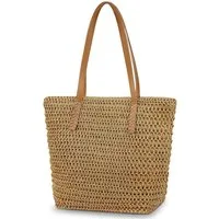 LuxusKollektion Strandtasche Strohtasche Strandtasche Damen Stroh Handtasche Reißverschluss Urlaub