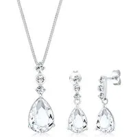 Elli Premium Schmuckset Tropfen Weiß 925 Silber, mit Kristallen von Swarovski®