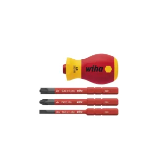 Wiha Schraubendreher mit Bithalter Set slimVario electric Stubby 4-teilges Set mit slimBits - 41230