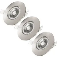 B.K.Licht LED Einbauleuchte 3er Set Bad Einbaustrahler, Dimmbar, IP44, LED Einbauspots, Dimmfunktion, LED fest integriert, Warmweiß, 3.000K, 460Lm, 5W, Kunststoff, 9 x 2,5 cm, Nickel