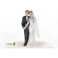 partydeco Tortenstecker, Hochzeitspaar Figur 11cm Tortendeko Brautpaar