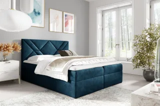 Boxspringbett Schlafzimmerbett 180x200cm LAZARO Nr.6 Blau inkl. Bettkasten