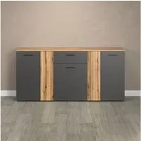 Home affaire Kommode Estepona, Sideboard mit anpassbaren Türen mit Rillen-Optik