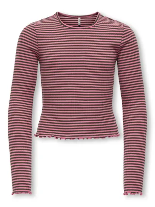 KIDS ONLY - KOGDIXI LIFE L/S O-NECK STRIPE TOP JRS pink lemonade - Gr. - 134/140