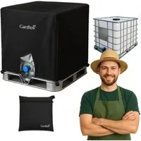 Gardlov Schutzplane 1000L Tankabdeckung Planenabdeckung (Spar-Set, 1-St., Schonwaschgang), 4 Schnallen fixieren die Abdeckung stabil am Container