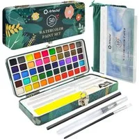 Artecho Aquarellfarbe Set – 24/50/100/128/168 Wasserfarben mit Aquarellpapieren & Pinseln, - egal ob unterwegs, Zuhause, in der Schule - für Anfänger und Profis
