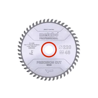 Metabo Sägeblatt "precision cut wood - professional 220x2,6 / 1,6x30, Z48 DZ / HZ 10° - 628043000