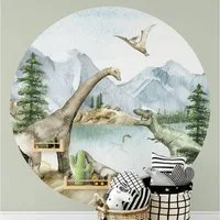 K&L Wall Art Fototapete Fototapete Baby Kinderzimmer Dinosaurier T-Rex Dinos Vliestapete rund, große Kinder Motivtapete