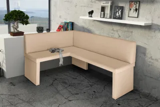 Eckbank Bank Küchenbank 168 x 128 cm -ROBIN R -Kunstleder Creme