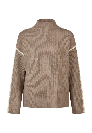 Marc Aurel - Pullover mit Kontrastkanten taupe - Gr. - 38