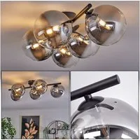 hofstein Deckenleuchte Deckenlampe aus Metall/Glas in Schwarz/Rauchfarben/Klar, ohne Leuchtmittel, Leuchte im Retro-Design aus Glas, 5 x G9 LED, ohne Leuchtmittel