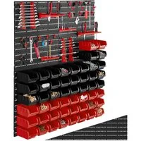 tectake Regal Kleinteilemagazin, 2er Set 2-tlg., 88-teilig, mit 4 Wandplatten