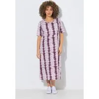 Ulla Popken Jerseykleid Midikleid Batikstreifen A-Linie Rundhals Halbarm