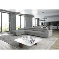 thematys Ecksofa ALVARO MAXI 355 x 204cm mit Schlaffunktion & Bettkasten –, L-Sofa mit 4 verstellbaren Kopfstützen, Samt (Monolotith), oder Cord (Poso) - L-Form, XL-Wohnlandschaft, 355 cm breit