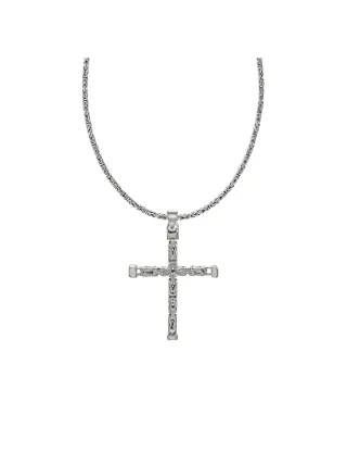 Zeeme Basic Halskette Silber 925 poliert mit Kreuz-Anhänger 55cm lang Königskette 2,2mm breit