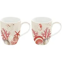 EasyLife Tasse Reef, Porzellan, Spülmaschinengeeignet, Weiß, Korallen, H: 10,2cm
