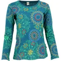 Guru-Shop Longsleeve Besticktes Langarmshirt Hippie chic Retro -.. alternative Bekleidung