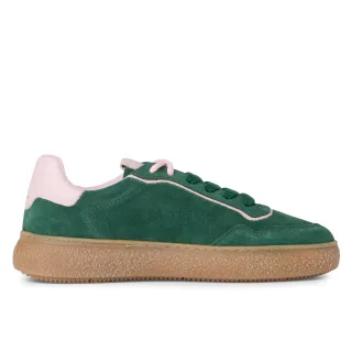 Tamaris Damen Grün Rosa Leder Fashion Stripe Schnür-Sneakers
