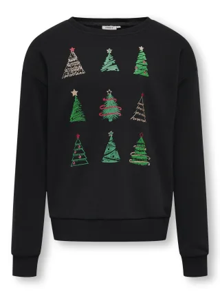 KIDS ONLY - KOGYDA XMAS LIFE L/S O-NECK BOX SWT black - Gr. - 128