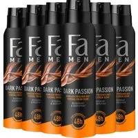 FA Deo-Spray Men Dark Passion 6x 150 ml, Vorratspack, Deo mit langanhaltendem 48h Schutz & ohne Aluminiumsalze