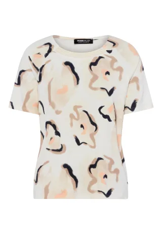 FRANK WALDER - T-Shirt NOS mit Blumenprint-Design peach/affogato/ecru - Gr. - 46