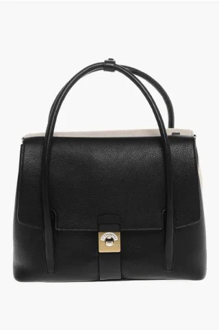 Tragetasche aus Canvas und Leder mit verstellbarem Schultergurt in Schwarz