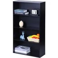 relaxdays Bücherregal mit verstellbaren Böde, schwarz, 4 Ebenen